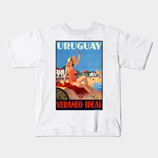 Vintage Travel Poster Uruguay Veraneo Ideal Kids T-Shirt